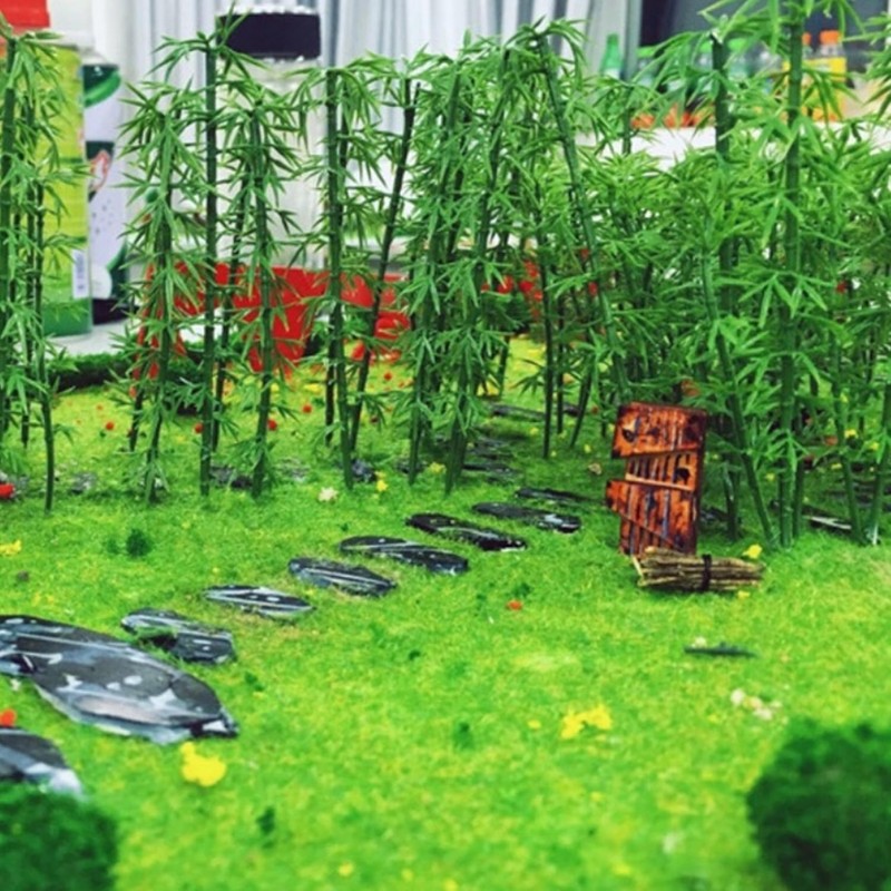 100 PCS Model Bamboo Trees, 6inch Green Plastic Bamboo Trees