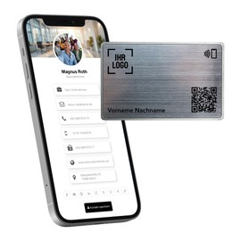 Litfax Digital NFC Business Card - Metal - NFC Card Including Website & vCard Profile - No Monthly Fees - Compatible with Smartphones (Android and iOS) (Metal Silver)