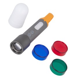 FOREVER Traveller Light LED Torch 1200 mAh 500 lm IP65 USB-C with 9 Light Modes, SOS, 3 Colours: Red, Blue, Green, Zoomable, Long Working Time, Waterproof Torches for Camping, Outdoor