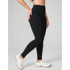 UNISSU Hugcurve No Front Seam Full Length High Waisted Workout Leggings for Women Buttery Yoga Pants Athletic Tights - 28'' Black Small