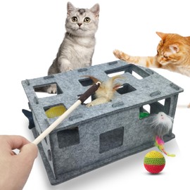 Sugeru Katzenspielzeug Selbstbeschäftigung aus Filz,Interaktives Katzenspielzeug Box zur Selbstbeschäftigung und Gemeinsam Spielen | Cat Futterspiel,Intelligenzspielzeug,katzentunnel
