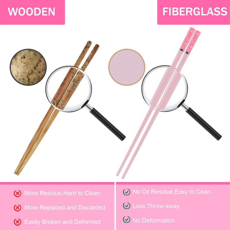 Chopsticks Reusable Dishwasher Safe, GLAMFIELDS 10 Pairs 9.5 Inches Premium