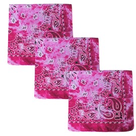 Motique Accessories Modern Tie Dye Bandana - Set of 3 (Magenta)