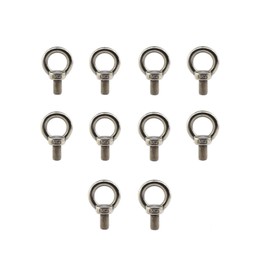 304 Stainless Steel M8 Lifting Rigging Eyebolt Ring Shaped with Standard Length of Thread Pack of 10 pcs