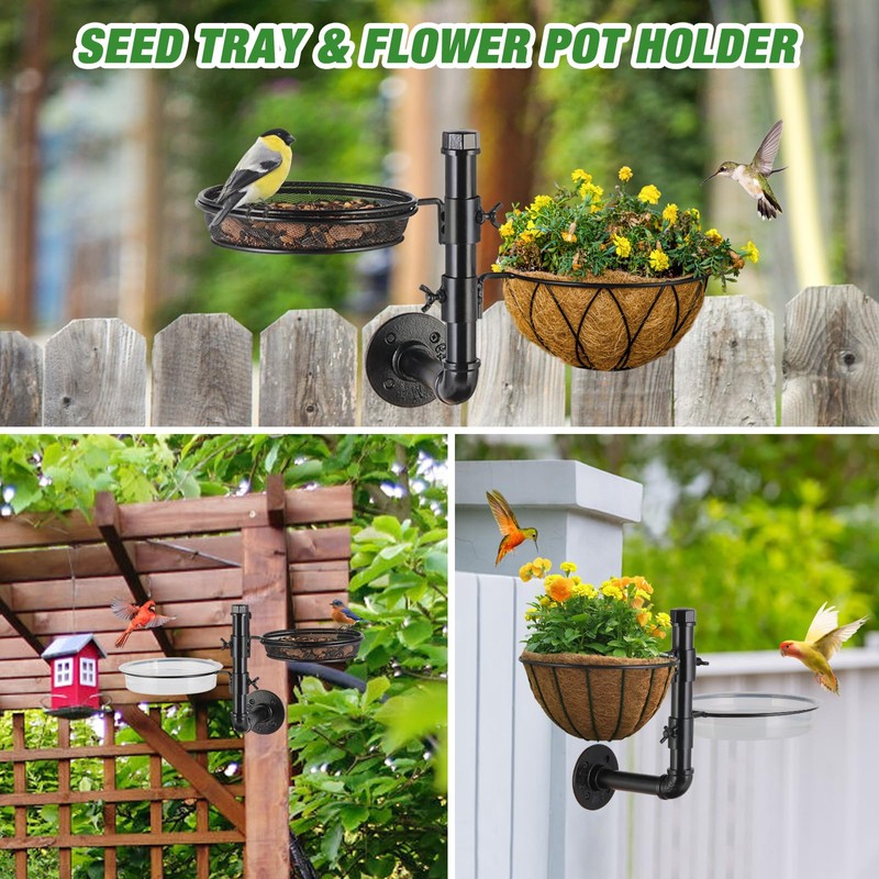 Urban Deco Wall Mounted Bird Feeder With Detachable Tray and