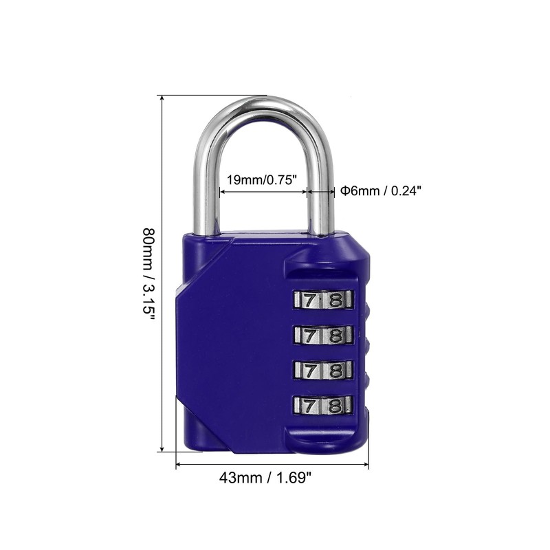 PATIKIL 3 Inch Long 4 Digit Combination Padlock, Waterproof Zinc
