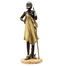 SAA Castagna African Mursi Lip Disc Lady Alabaster Resin Figurine