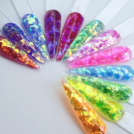 Lentejuelas Holográficas Nail Art Glitter 3D Lentejuelas holográficas para uñas Fragmentos Grandes Irregulares Copos de Brillo Suministros para Mujeres