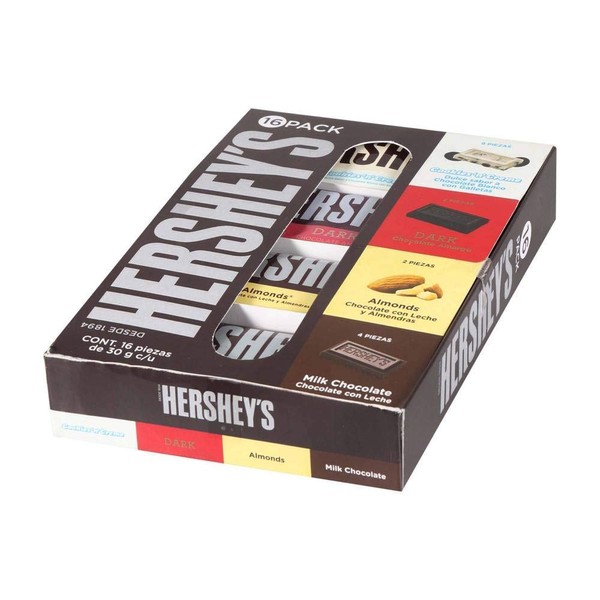 Hershey'S Barras De Chocolate Variety - 16 Piezas 30 G(Dark, Cookies N Creme, Almonds, Milk)