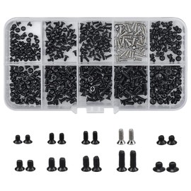 500-Piece Black Self-Tapping Screw Kit, M2 M2.5 M3 Carbon Steel Pan Head Screws, Galvanized Anti-Rust Self-Drilling Wood Screws for DIY Repairs and Projects (10 Sizes, Includes Storage Box)