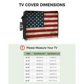 Outdoor TV Cover - American Flag Waterproof and Weatherproof 70"-75" LCD Movable Shield TV Display Screen Protector Outside Television Covers