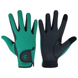 eGlove - eQUEST GripPro X-LITE Horse Riding Gloves - Lightweight, Breathable, Grippy Non-Slip Material - Comfort Mesh Back - Touchscreen Gloves (ALPINE GREEN - PLAIN CUFF, XXX-SMALL)