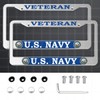2 Pack Veteran License Plate Frames for U.S. Navy, Silver