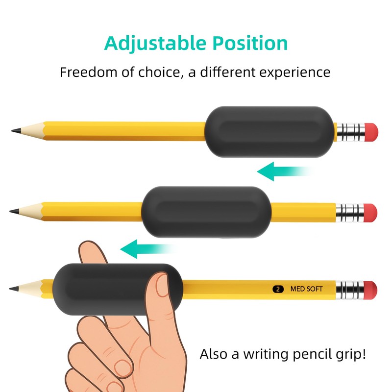 ELETIUO 5-Pack Weighted Pencil Grips – 1oz Silicone Handwriting Aid