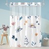 SSCRCUSLY No Hook Shower Curtain and Liner Set, Watercolor Blue