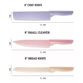 RIVERSOFY Set Juego  De Cuchillos Color Pastel Con Tijeras