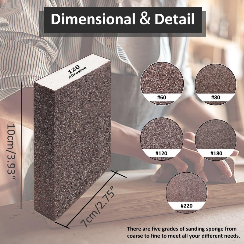 Tnisesm 6Pcs Sanding Blocks 60/80/120/180/220 Grits Sanding Sponge,for Drywall Wood