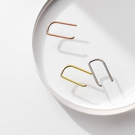 Minimalist Staple Line Cuff Hoop Earrings Sterling Silver for Women Fashion Personalise Ear Piercing Climber Earring 2nd Hole (Rose Gold)