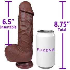 FUKENA The Pianist By - Consolador Realista De Silicona De Doble Densidad Extra Grueso, Insertable De 16,5 Cm (Piel Oscura)