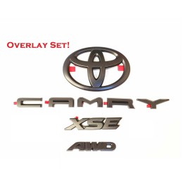 Toyota OEM New Matte Black out Overlay Emblem Badge Kit fit TOYOTA 2018-2024 Camry XSE AWD