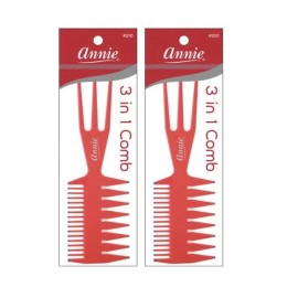 ANNIE 3-IN-1 COMB #210 SMALL (ASSORTED COLOR) FOR 2 PCS  WITH FREE SHIPPING!!