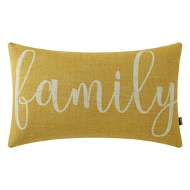 TRENDIN Family Throw Pillow Cover 20x12 inch, Wood Grain Yellow Lumbar Pillowcase, Home Chair Office Decorations Linen Cushion Cover for Sofa Couch PL695TR
