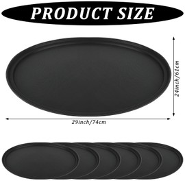 6 Pcs 24 Inch x 29 Inch Large Restaurant Serving Trays, Black PP Plastic Non Slip Tray,Oval Plastic Food Serving Tray with Raised Edges for Home Kitchen Restaurant Cafeterias Fast Food Service