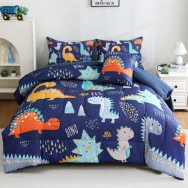 Tasselily 6 Pcs Bed in A Bag Full Comforter Set for Boys Girls, Dinosaur Comforter, Dinosaur Bedding Sets with Sheets for Kids