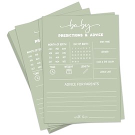 Tbaogusu Baby Shower Game Cards Kits, Minimalism Sage Green Baby Predictions & Advice Games Cards for Boys or Girls, 30 Game Card Set, Gender Reveal Party Supplies & Activities -G12