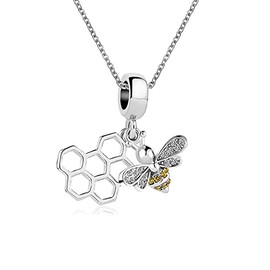 ZakiaHo Gold Tone Honey Bee Necklaces for Women Girls Dainty Mum Daughter Bee Pendant Birthday Christmas Jewellery Gifts