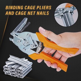 NAOEDEAH Type M Nail Ring Pliers with 1800pcs M Clips, Hog M Nail Ring Pliers Kit for Fencing Animal Cages Wire Cage Clips Plier for Installation Fence Fastening