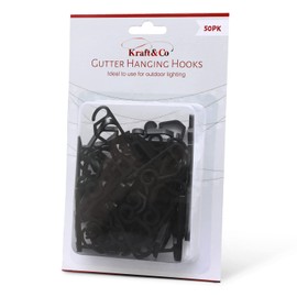 Kraft & Co 50 Gutter Hooks – Hanging Gutter Clips for Gutter Lights, Gutter Hooks for Outdoor Lights, Gutter Clips for Outdoor Lights, Strong Plastic Mini Fairy Light Hooks for Decorations (Black)