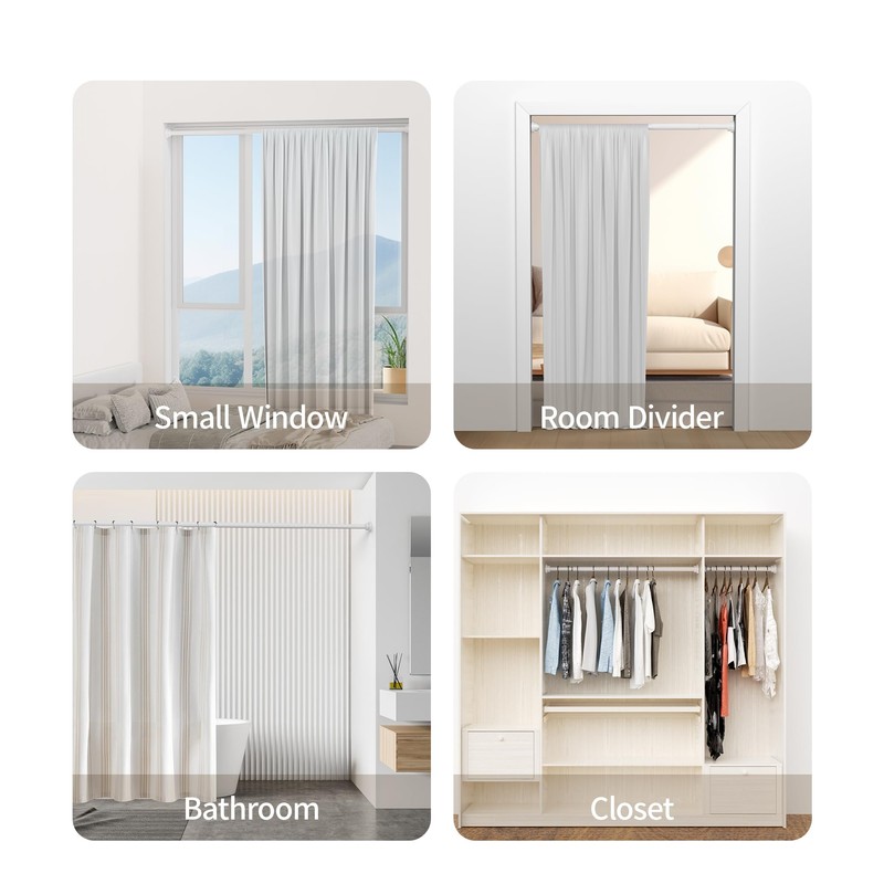 Mcrbeay Shower Curtain Rod, 1" Diameter Heavy Duty Tension Shower