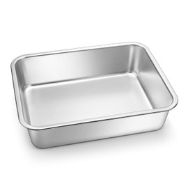 Homikit 1 Pack Lasagna Pan 3 Inch Deep, 9x13 Stainless Steel Large Baking Dish Tray for Oven, Thick Metal Roasting Pan for Casserole Brownie Turkey, Rustproof & Heavy, Freezer & Dishwasher Safe