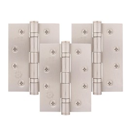 EAI Satin Door Hinges | 4 Inch / 102mm Satin Nickel Internal Fire Door Hinges | 1.5 Pairs