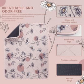 IEUUMLER Washable Pee Pads for Dogs, 2 Pack Non-Slip & Waterproof Whelping Pad, Reusable Puppy Potty Training With Fast Absorbent for Playpen EU007 (Pink Daisy, 30"X34"-2pcs)