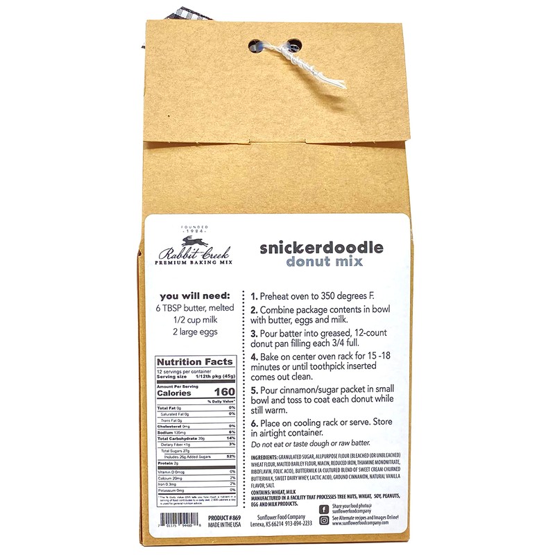 Rabbit Creek Snickerdoodle Donuts Mix – With Dusting Sugar Included