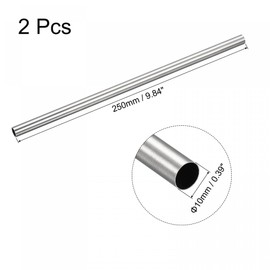 sourcing map 316 Stainless Steel Tube, 10mm OD 0.5mm Wall Thickness 250mm Length Pipe 2 Pcs