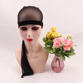 Votinu 28 inches Long Hair Weave Sleeve Cap for Wig, Extra Long Wig Cap Breathable Stretchy Hairnets Braids Sleeve With Elastic Band For Bun Faux Locs Dreadlock Boxbraids Crochet (Black)