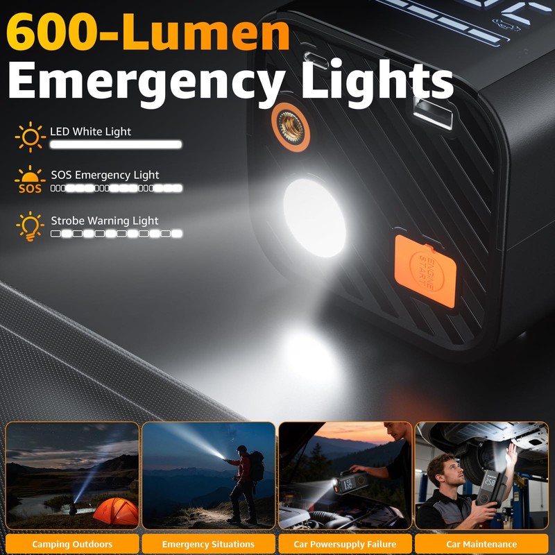 Lehwey Portable Jump Starter with Air Compressor - 12V Car