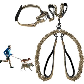 Hands Free Dog Leash, Double Dog Leash, Waist Dog Running Leash for Comfortable Walking Jogging Training Hiking, Long Padded No Tangle 360° Swivel Clasp Adjustable Dual Dog Lead Leashes