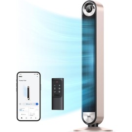 Dreo Smart Tower Fans for Home, 90° Oscillating Fan Bedroom Indoors, Voice Control Floor with 12H Timer, 42 Inch Quiet Bladeless Standing LED Display, 9 Speeds, Work Alexa/Google