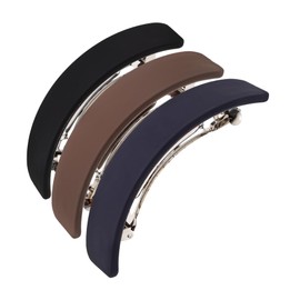 OATIPHO 3pcs Elegant Hair Barrettes for Women Non Crease Spring Hair Clips Black Navy Blue and Dark Brown and Daily Styling