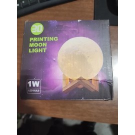 BALL Moonlight Magic Lamp - 3D Printed White Ball Moon Lamp with Wooden Frame Base, 1