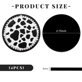 ZNDAW 2 PCS Cow Print Car Cup Coaster, 2.76 Inch Anti-Slip Shockproof Vehicle Cup Holder Insert Coaster, Bling Rhinestone Drink Mat Waterproof Pad Interior Decor for Women Men (Cow Print)