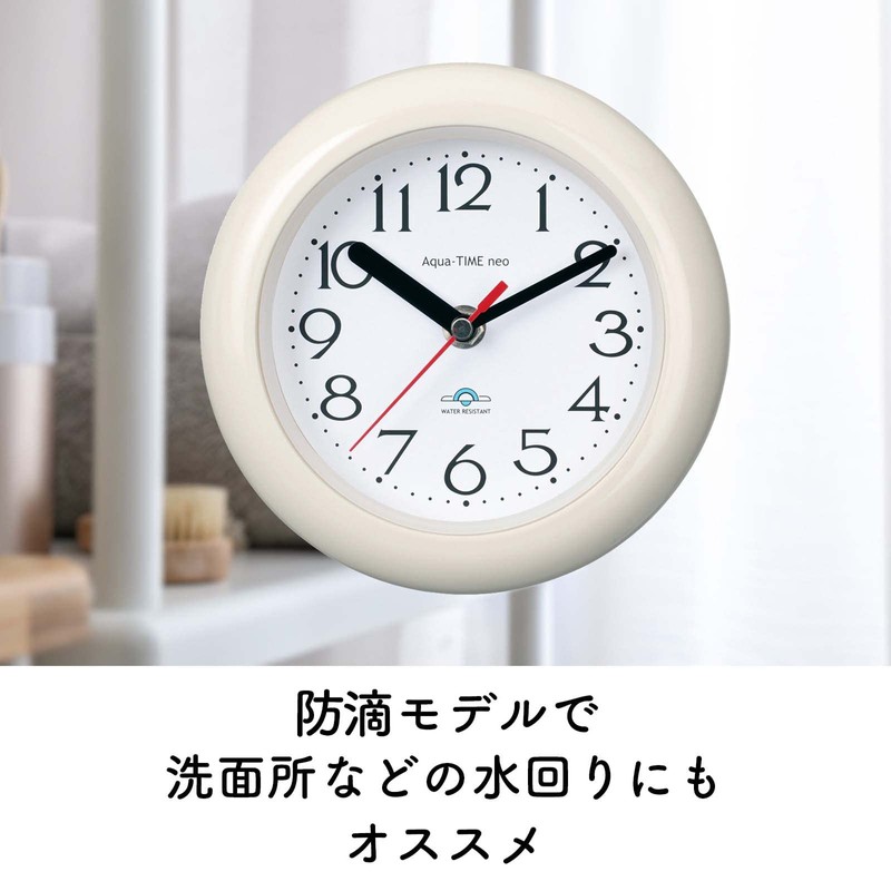 ランデックス(Landex) バスクロック アナログ 防水 17cm アクアタイムネオ 置き掛け兼用 ホワイト YT5232WH