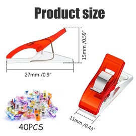 40 PCS Sewing Clips, Plastic Sewing Clips for Fabric, Quilting Clips for Sewing,Dressmaking Crafting,Hanging Objects, Fabric Clips, Small Clips