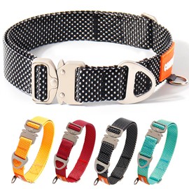 Comfluxe Nylon Dog Collar with Metal Buckle, Quick Release Dog Collar, Girl Boy Dog Collars for Large Medium Small Dogs, Adjustable Heavy Duty Buckle Dog Collar (Black, S-M)