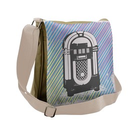 Ambesonne Grey Messenger Bag, Vintage Music Box Party, Unisex Cross-body