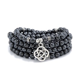 oasymala 108 Mala Meditation Beads Yoga Bracelet or Necklace with Celtic Knot Charm